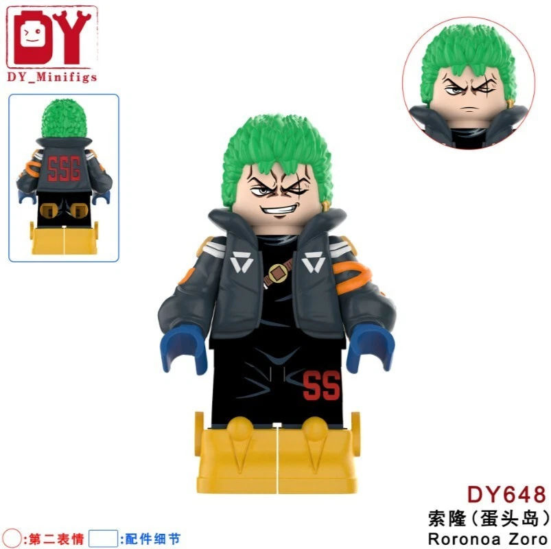 2 inch Custom One Piece Roronoa Zoro Minifigure with base, New/Mint - Image 1 of 1