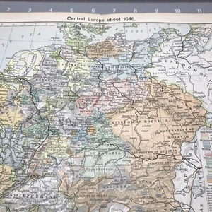 Arte de pared plegado mapa a color antiguo de Europa Central de 1910 Tear 1648 - Imagen 1 de 12