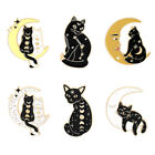 6pcs Gothic Enamel Pin Set Black Cat Moon Brooch Lapel Pin