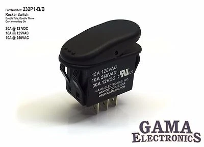 GAMA ELECTRONICS Waterproof Rocker Switch 30 Amp Double Pole Double Throw On-Momentary On