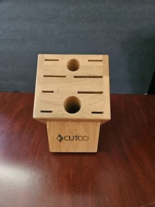 CUTCO HOMEMAKER 10 SLOTS OAK WOOD KNIFE BLOCK VERY GOOD CONDITION - Picture 1 of 8