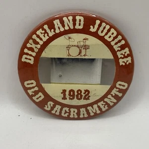 1982 Dixieland Jubilee Old Sacramento Pinback Name Badge Button Pin Vintage 3+” - Picture 1 of 6