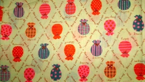 BTHY PALE YELLOW PINK ORANGE BLUE HERB BOUQUETS COTTON FABRIC 45"W QUILT CRAFT - Picture 1 of 2