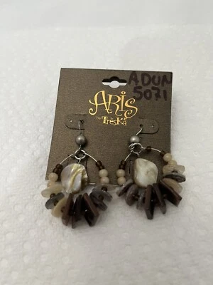 Новые винтажные серьги Aris от Treska висячие обручи с абалоном - Изображение 1 из 4