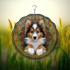 Shetland Sheepdog 8/10/12" Wind Spinner (3 Designs) - Picture 1 of 9