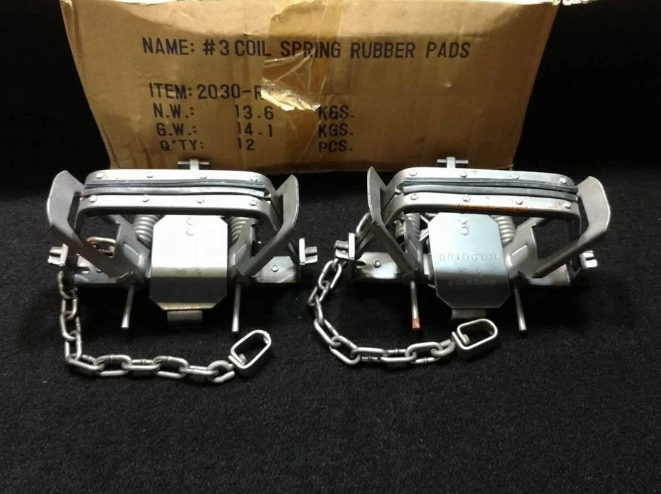 2 BRIDGER #3 RUBBER JAW COIL SPRING TRAP  TRAPPING COYOTE BOBCAT TRAP - Image 1 of 1