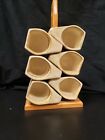 Set of SIX handcrafted ceramic coffee cups made in Mexico with stand