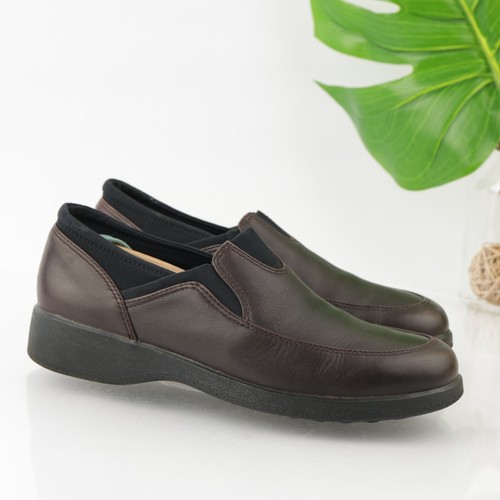 Mocassino donna Clarks alla caviglia taglia 6 scarpa slip on pelle marrone elastico calzino ballerino