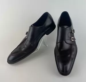 Façonnable Hombres Marrón Chocolate Doble Correa Monje Zapatos de Cuero 12 Hechos en Italia - Imagen 1 de 17