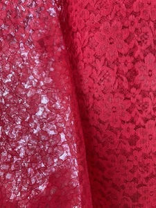 5 Yards Red Lace Valentines Special Sheer Mesh Floral Raschel Flower Fabric - Picture 1 of 5