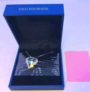 Louisa Secret Angel Wing Purple & Blue Sparkling Heart Necklace Gold Plated - Picture 1 of 5