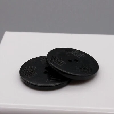 Vintage Black Carved Celluloid Buttons, Licorice Wafer Sew-Through Style, Antiqu - Image 1 of 3