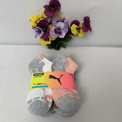 Puma Niña 10 Pares Calcetines Corte Bajo Absorbentes de Humedad Elige Talla y Color, Nuevos Con Etiquetas Foto 1 de 4