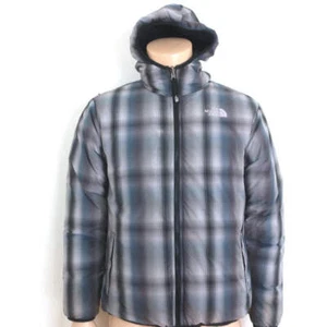 The North Face Boys 550 Reversible Down Jacket Plaid & Black Size Extra Large - Picture 1 of 21