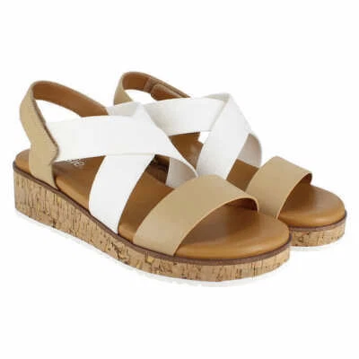 Sandalias de cuña Kensie para mujer Palermo - Bronceado cruzado/Blanco natural - NUEVAS Foto 1 de 4