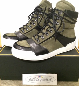 BALMAIN x H&M pelle scamosciata trainer taglia US UK 6,5 7 8 9 10,5 KHAIKI High Top 2015 - Foto 1 di 11