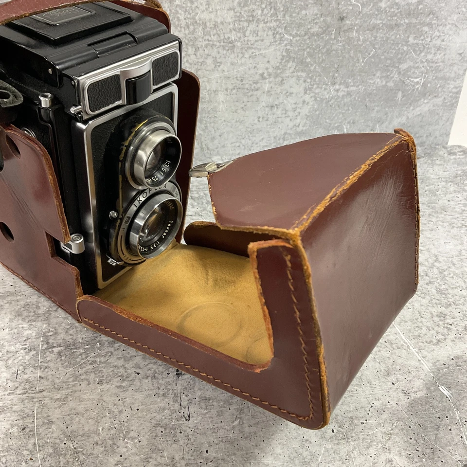 VTG Zeiss Ikon Ikoflex TLR Medium Format Film Camera Brown Leather Carrying Case - Image 1 of 4
