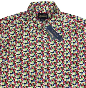 Men's Cremieux Short Sleeve Shirt L Large Multicolor Spotted Print NEW NICE - Picture 1 of 5