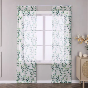 2 St. Gardinen mit Klettband Vorhänge Küche Fensterschals Voile Schiebegardinen - Bild 1 von 9