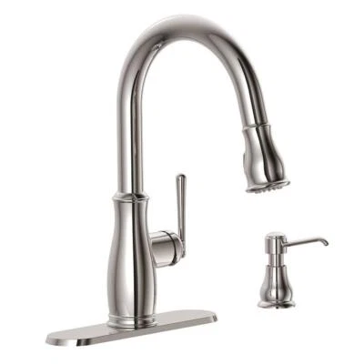 NEW!!  GLACIER BAY Kagan Single-Handle Pull-Down Sprayer Kitchen Faucet CHROME - Image 1 of 3