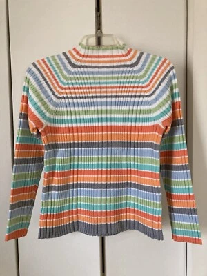 LADIES STUDIO WORKS BRIGHT STRIPED SWEATER PETITE MEDIUM - Image 1 of 4