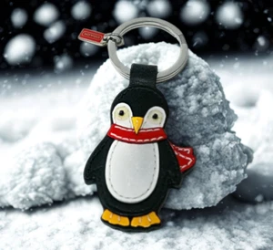 Coach 92196 Leather Penguin Keychain Key Fob Handbag Charm - Picture 1 of 8