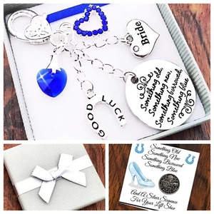 BRIDE GIFT, CLIP ON, SOMETHING BLUE CHARM, GOOD LUCK, WEDDING GIFT, GIFT BOXED - Picture 1 of 1