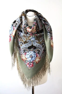 Pawlow Posad/Pavlovo Posad Schal-Tuch Tradition 125x125 Wolle 1665-2