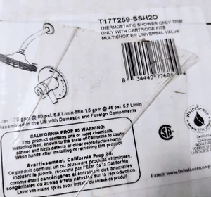 Delta T17T259-SSH2O Trinsic TempAssur H2Okinetic Shower Trim in Stainless - Picture 1 of 2