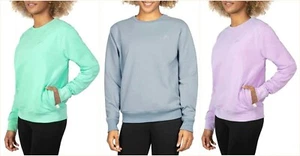 New Women's Fila French Terry Long Sleeve Crew Neck Sweatshirt Pullover Shirt