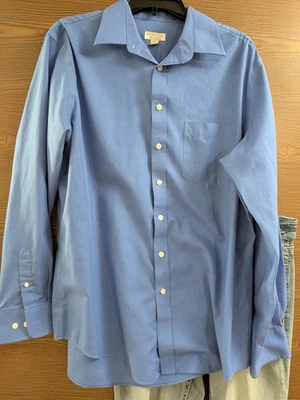 SIZE L 16-16 1/2 MERONA Men's Blue Long Sleeve Dress Shirt INVPV3628 - Image 1 of 2