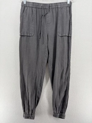 C&C CALIFORNIA Pants M Linen Canvas Jogger Elastic Waist Drawstring Gray - Image 1 of 4