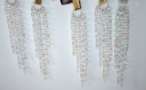 5 Aurora Borealis Crystal Swag Drop Vtg MCM Ornaments Christmas Bead Icicle Glam - Picture 1 of 7