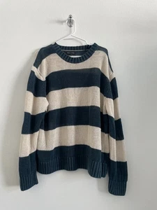 Banana Republic Pullover Damen XL blau gestreift 100% Leinen Coastal schwer - Bild 1 von 7