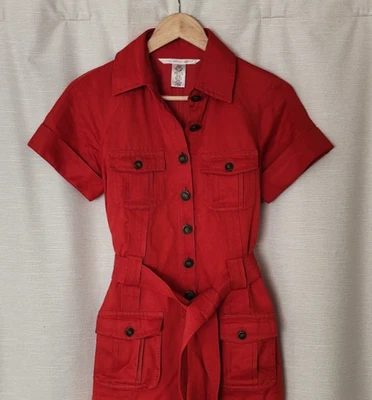 DIANE VON FURSTENBERG Safari Shirt Belted Utility Dress Silk Cotton Linen Pocket - Image 1 of 4