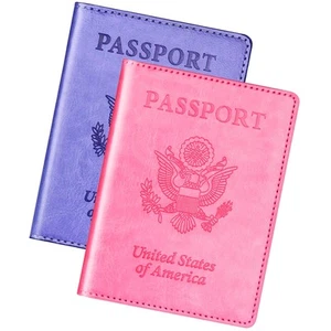 Passport Holder Cover Wallet Case for 2 Women Men Family, Passport Book Holde... - Picture 1 of 8