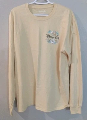 Blessed Girl Women's Yellow Bull Floral Bible Verse Ecclesiastes 3:11 T Shirt L - Image 1 of 4