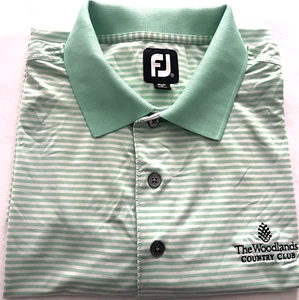 🔥FOOTJOY FJ GOLF Mens Striped Polo Golf Shirt GREEN EMBROIDERY LOGO SIZE MEDIUM - Picture 1 of 18