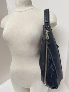 Rebecca Minkoff Black Pebbled Leather Hobo LG Shoulder Handbag Side Zip Pockets - Picture 1 of 12