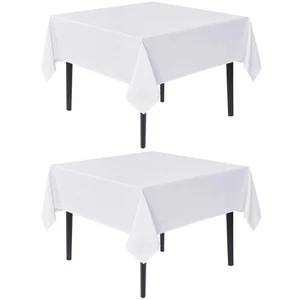 White Square Tablecloths 54x54 Inch, 2 Pack - Fabric Table Cloth for Square o... - Picture 1 of 9