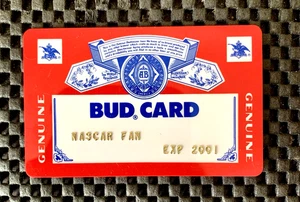 ANHEUSER-BUSCH BUD CARD GENUINE NASCAR FAN CONNOISSEUR OF QUALITY AND TASTE 2001 - Picture 1 of 2