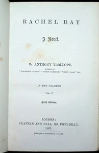 Anthony Trollope / Rachel Ray A Novel 2 vols 1863 6th Edition - Foto 1 di 5