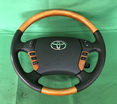 Volante de madera genuina tardía Toyota Crown Majesta UZS186 con bocina JDM usado Foto 1 de 4