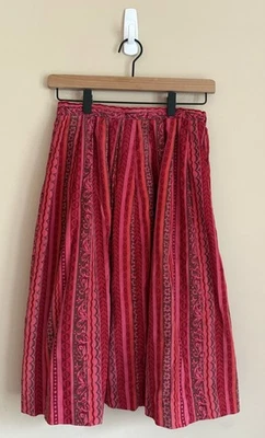 Pleated Full Skirt Vintage Midi Stripe Corduroy Sears Womens Size XS 0 2 50s 60s - Image 1 of 4