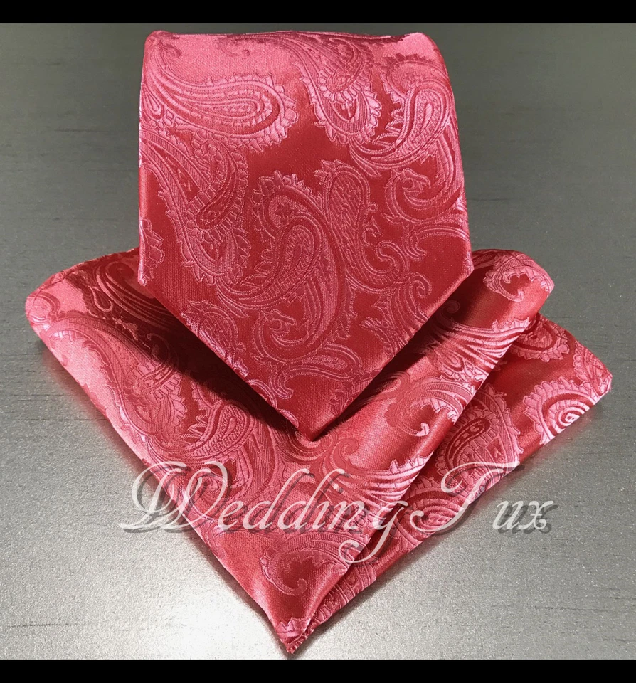 Clásico Paisley Cuello Corbata y Bolsillo Cuadrado Pañuelo Conjunto 2 Piezas Formal Fiesta Boda Foto 1 de 1