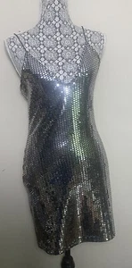 Topshop Silver Sequin Dress Size 6 - Picture 1 of 8