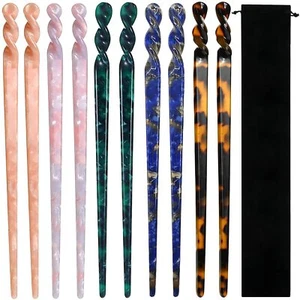 10 Pieces Acetate Hair Sticks Leopard Print Hair Pins Tortoise Shell Hairpin ... - Picture 1 of 6