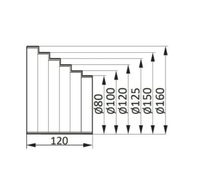 Eccentric Duct Multi Reducer 80mm 100mm 120mm 125mm 150mm 160mm Multistage - Image 1 of 2