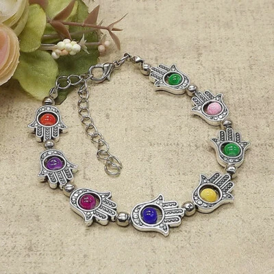 Ladies Bangle Tibetan Silver Bracelet Multicolor Turquoise Bead Woman Bangle - Image 1 of 2