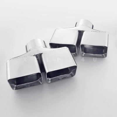 3" Inlet QUAD Square Dual Wall Stainless Steel Exhaust Tips for Dodge Challenger - Image 1 of 4